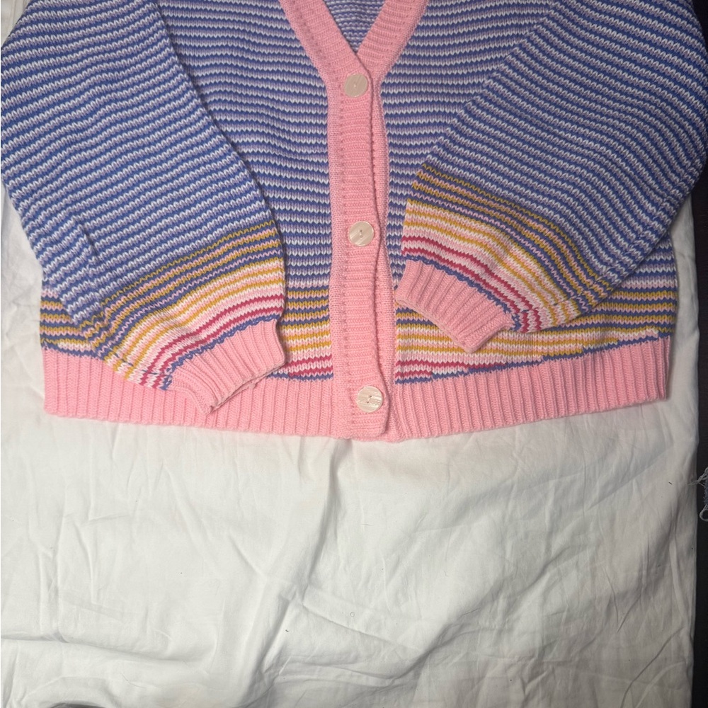 PINK‎ Victoria's Secret Pastel Striped Cardigan size S fits oversized. Casual - Picture 3 of 9